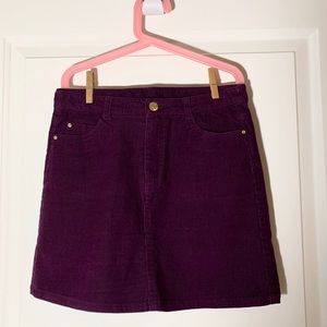 Purple corduroy mini skirt, size XS